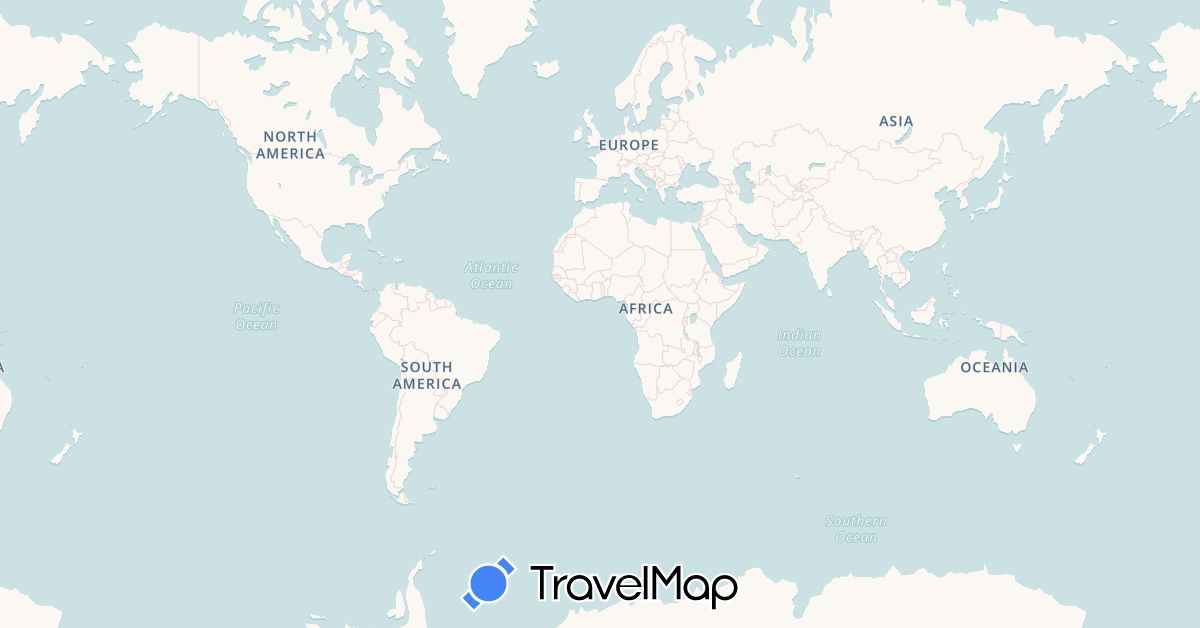 TravelMap itinerary: driving, plane, train in India (Asia)